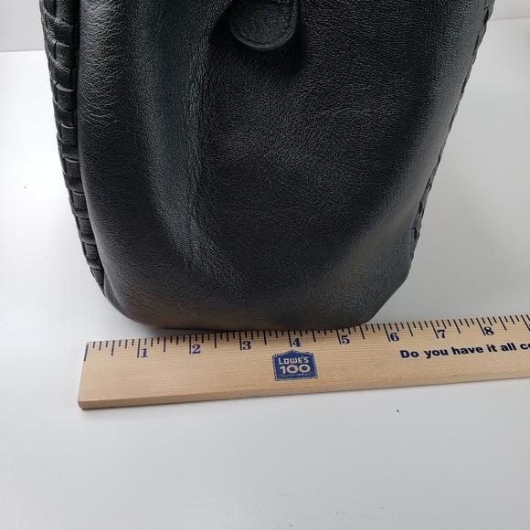 Clever Carriage Black Red & Ivory Striped Weaved Leather Beautiful Shoulder Bag - Picture 11 of 11